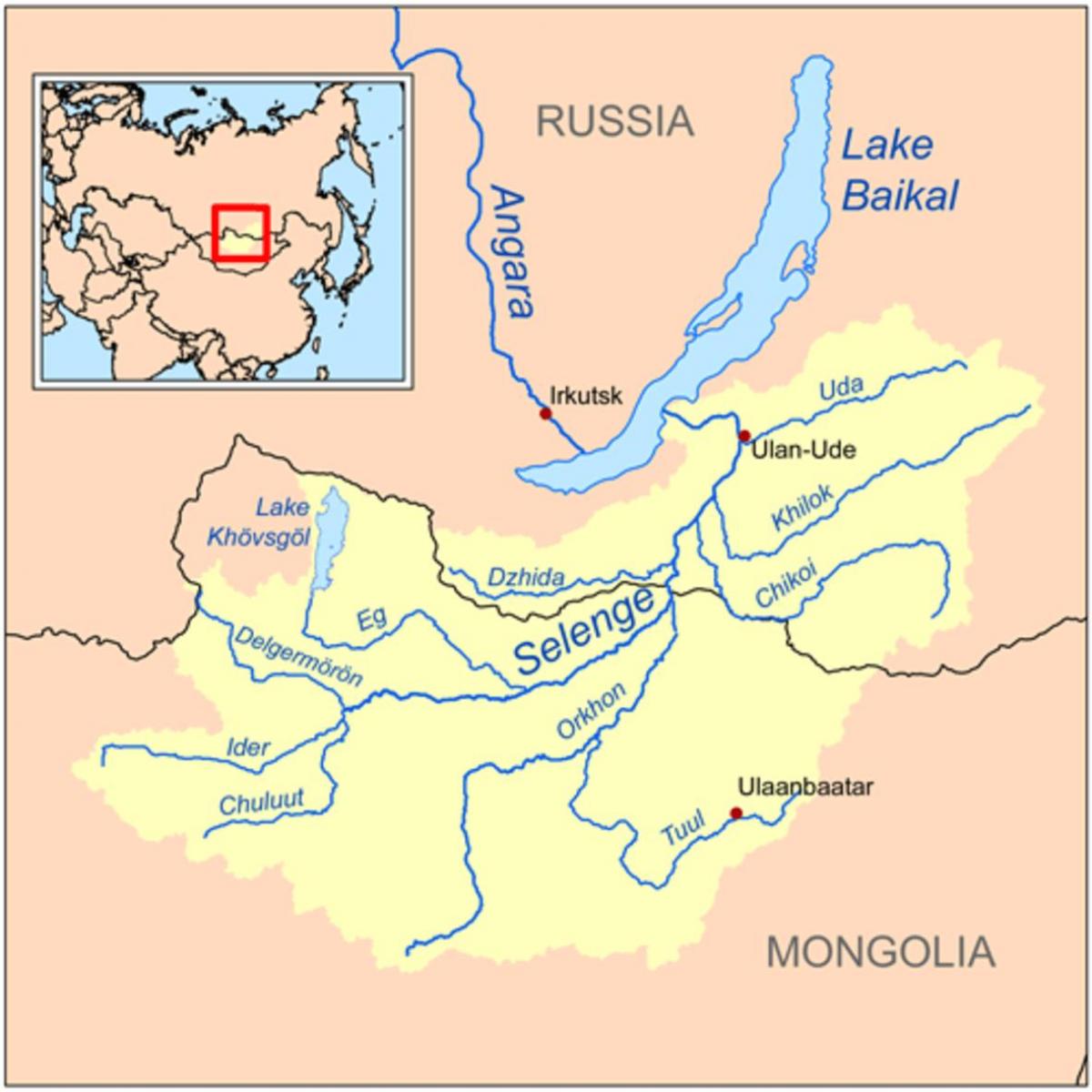 mapa ng Mongolia ilog