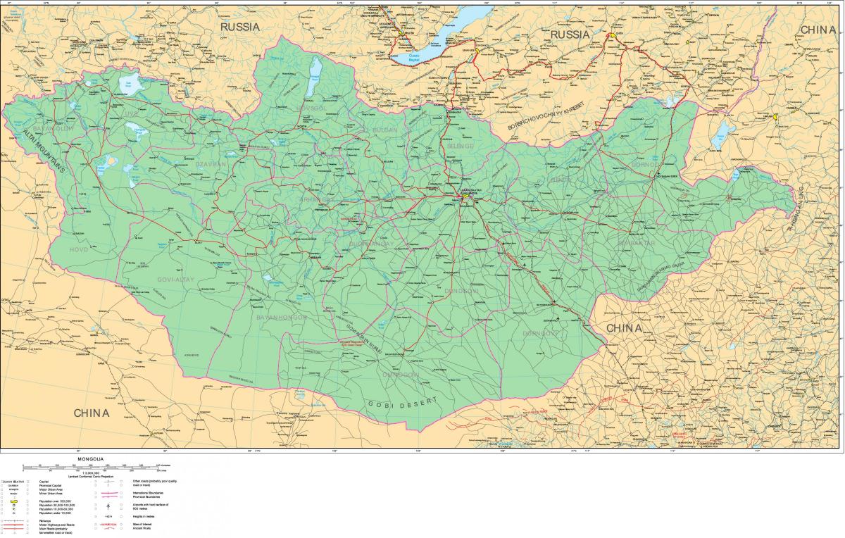 mapa ng Mongolia kalsada
