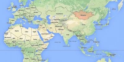 Mapa ng mundo na nagpapakita ng Mongolia
