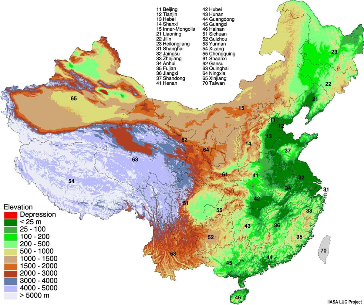 mapa ng Mongolia elevation
